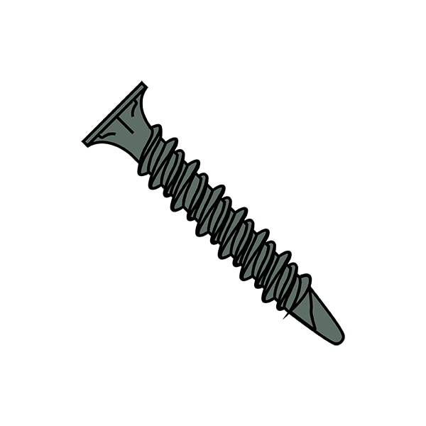 Zoro Select Self-Drilling Screw, #8-15 x 1-5/8 in, Green Steel Bugle Head Phillips Drive, 1000 PK 0826KPFSH - main