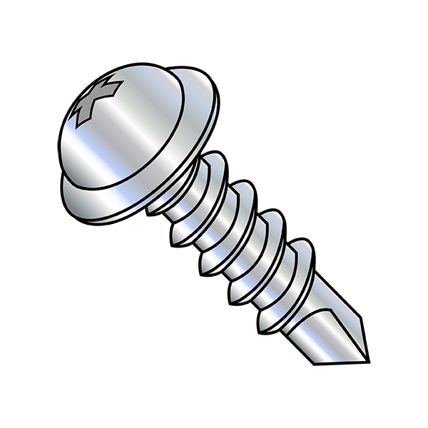 Zoro Select Self-Drilling Screw, #8-18 x 2 in, Zinc Plated Steel Flange Round Head Phillips Drive, 3000 PK 0832KPRW - main