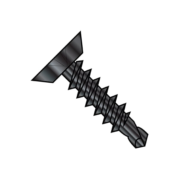 Zoro Select Self-Drilling Screw, #10-16 x 3/4 in, Black Oxide Steel Flat Head Phillips Drive, 7000 PK 1012KPUBZ - main
