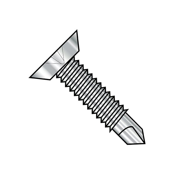 Zoro Select #12-24 x 5/8 in Phillips Flat Machine Screw, Plain Steel, 2500 PK 1210KPUMS410 - main