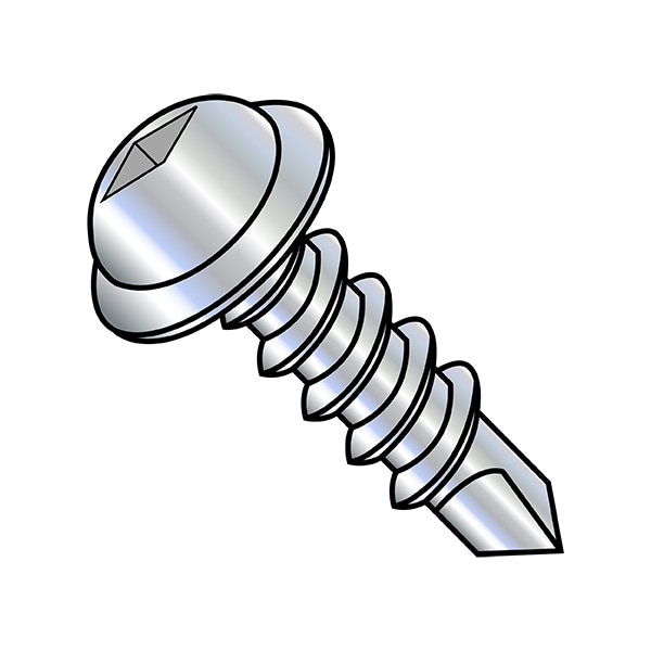 Zoro Select Self-Drilling Screw, #8-18 x 2-1/2 in, Zinc Plated Steel Flange Round Head Square Drive, 2500 PK 0840KQRW - main