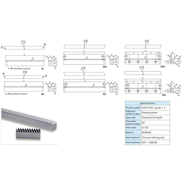 Khk Gears Gear Rack KRHGF21000L Zoro