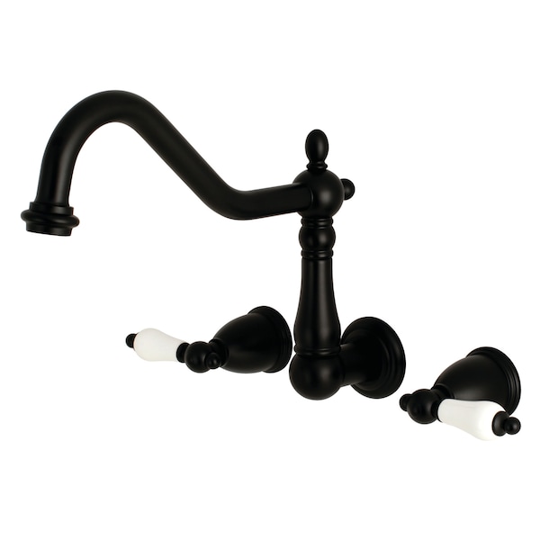 Kingston Brass Roman Tub Faucet, Matte Black, Wall Mount KS1020PL - main