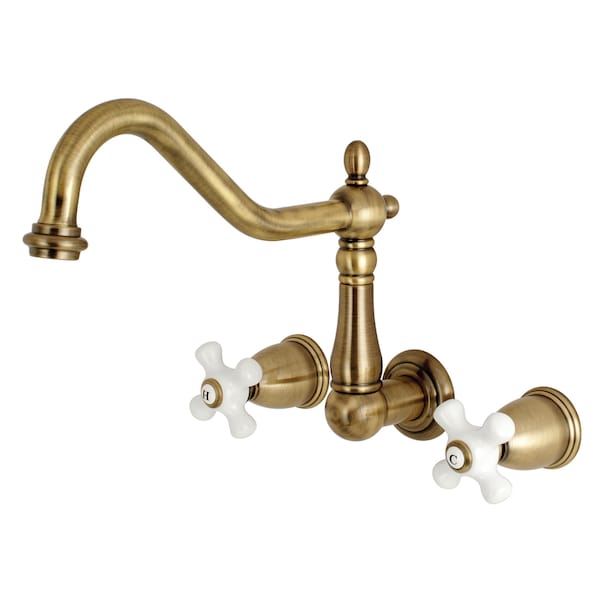 Kingston Brass Roman Tub Faucet, Antique Brass, Wall Mount KS1023PX - main