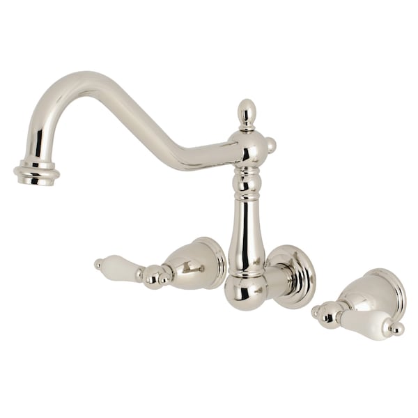Kingston Brass Roman Tub Faucet, Polished Nickel, Wall Mount KS1026PL - main