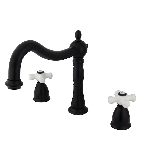Kingston Brass KS1345PX Roman Tub Filler with Porcelain Cross Handle KS1345PX - main