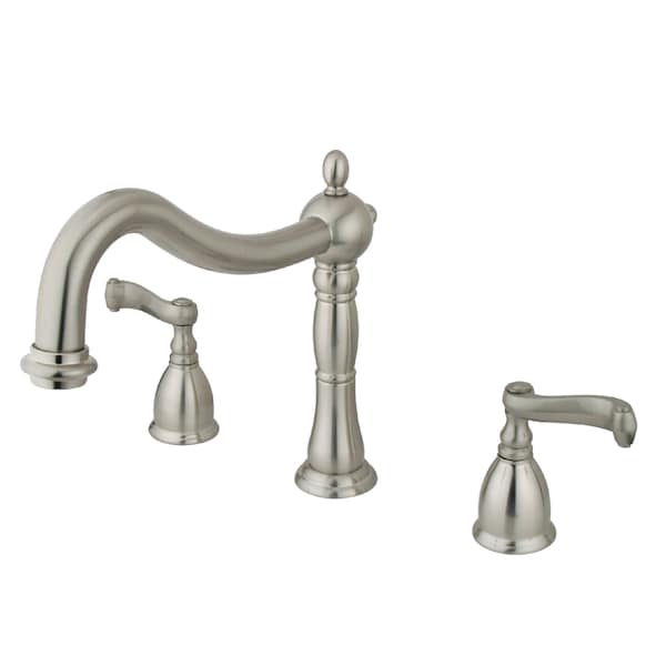 Kingston Brass Roman Tub Faucet, Brushed Nickel, Deck Mount KS1348FL - main