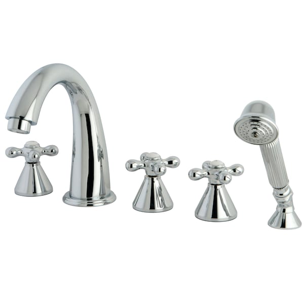 Kingston Brass Roman Tub Faucet, Standard, 8" to 36", 5, Deck Mount, Polished Chrome KS23615AX - main