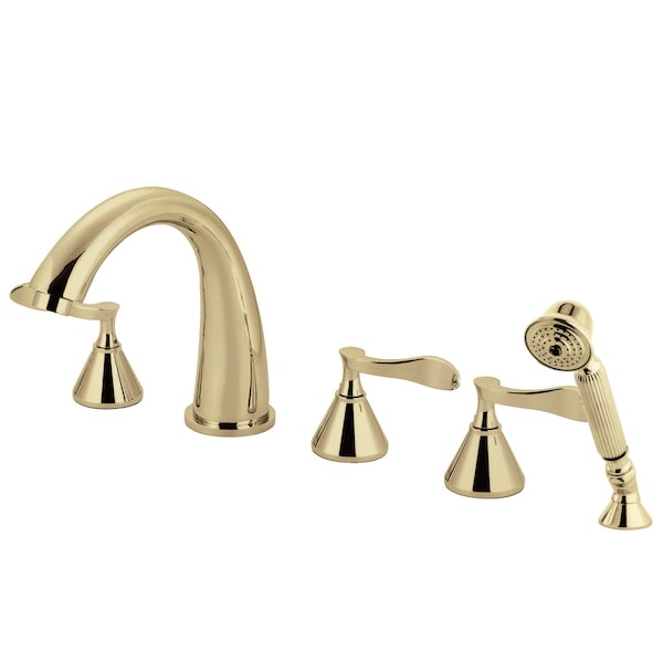 Kingston Brass Roman Tub Faucet, Polished Brass, Deck Mount KS23625CFL - main