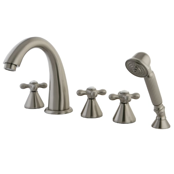 Kingston Brass Roman Tub Faucet, Standard, 8" to 36", 5, Deck Mount, Brushed Nickel KS23685AX - main