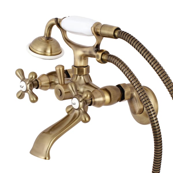 Kingston Brass Wall-Mount Clawfoot Tub Faucet, Antique Brass, Tub Wall Mount KS265AB - main