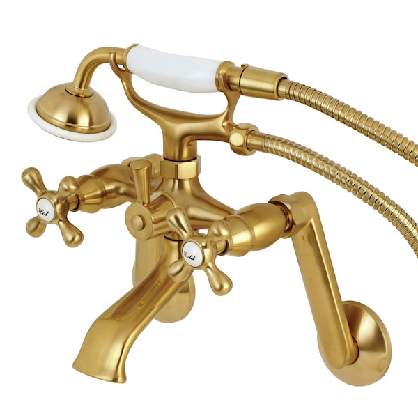 Kingston Brass Wall-Mount Clawfoot Tub Faucet, Brushed Brass, Tub Wall Mount KS269SB - main