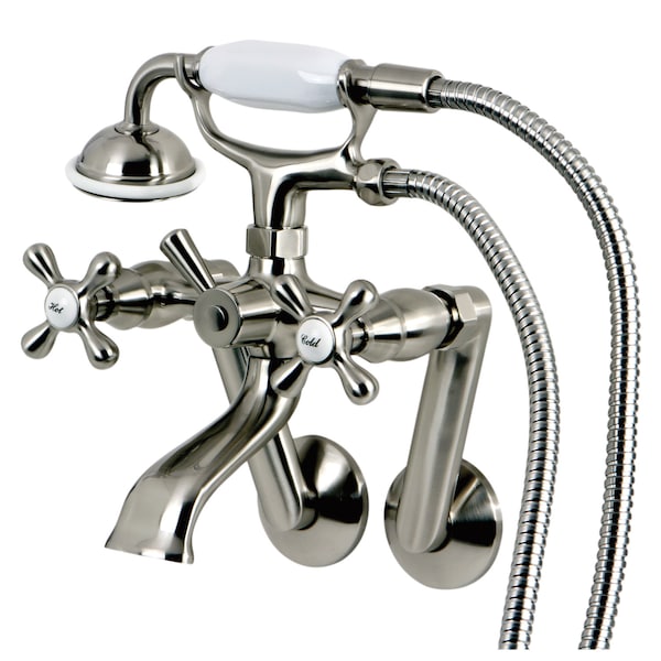 Kingston Brass Wall-Mount Clawfoot Tub Faucet, Brushed Nickel, Tub Wall Mount KS269SN - main