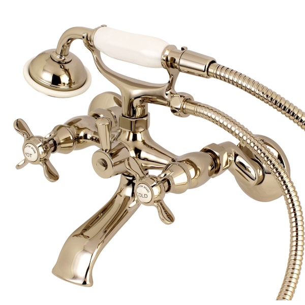 Kingston Brass Wall-Mount Clawfoot Tub Faucet, Polished Nickel, Tub Wall Mount KS285PN - main