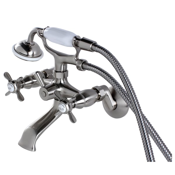 Kingston Brass Wall-Mount Clawfoot Tub Faucet, Brushed Nickel, Tub Wall Mount KS285SN - main