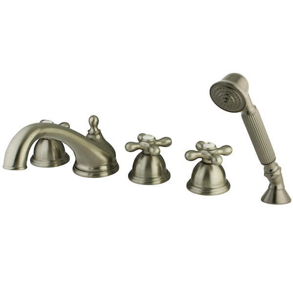 Kingston Brass Roman Tub Faucet, Standard, 8" to 36", 5, Deck Mount, Brushed Nickel KS33585AX - main