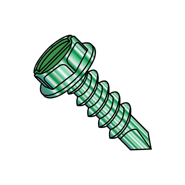 Zoro Select Self-Drilling Screw, #8-18 x 1/2 in, Zinc Plated Steel Flange Hex Head External Hex Drive, 10000 PK 0808KSWG - main