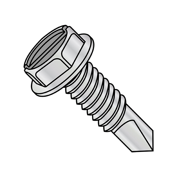 Zoro Select Self-Drilling Screw, #10-24 x 5/8 in, Zinc Plated Steel Flange Hex Head External Hex Drive, 7000 PK 1010KSWMSHC - main