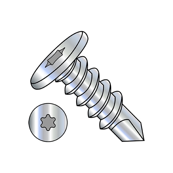 Zoro Select Self-Drilling Screw, #12-14 x 1-1/4 in, Zinc Plated Steel Pan Head Torx Drive, 2000 PK 1220KTC - main