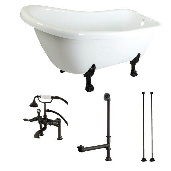 Kingston Brass KTDE692823C5 67" Acrylic Clawfoot Tub w/, 67.31" L, 30.69" W, White/Oil Rubbed Bronze, Center Front KTDE692823C5 - main