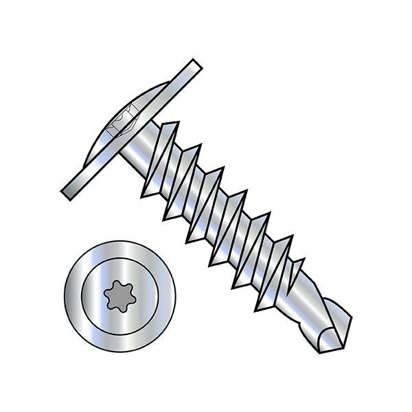 Zoro Select Self-Drilling Screw, #8-18 x 2 in, Zinc Plated Steel Truss Head Torx Drive, 2000 PK 0832KTM - main