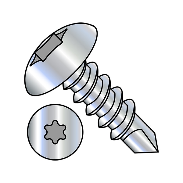 Zoro Select Self-Drilling Screw, #10-16 x 3/4 in, Zinc Plated Steel Truss Head Torx Drive, 5000 PK 1012KTT - main