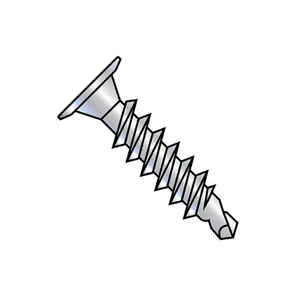 Zoro Select Self-Drilling Screw, #8-18 x 2-1/2 in, Zinc Plated Steel Wafer Head Phillips Drive, 2000 PK 0840KWAF - main