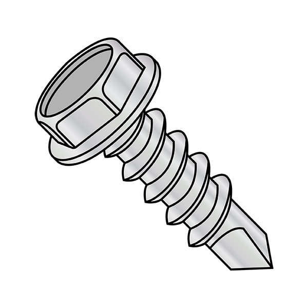 Zoro Select Self-Drilling Screw, #10-16 x 2 in, Zinc Plated Steel Flange Hex Head External Hex Drive, 2000 PK 1032KWHC - main