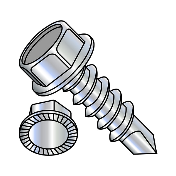 Zoro Select Self-Drilling Screw, #10-16 x 3/4 in, Zinc Plated Steel Flange Hex Head External Hex Drive, 5000 PK 1012KWHS - main
