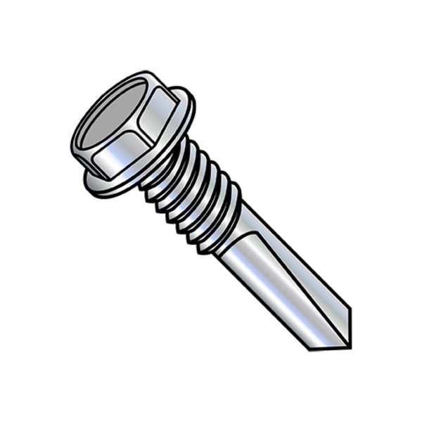 Zoro Select Self-Drilling Screw, #10-24 x 3/4 in, Zinc Plated Steel Hex Head Hex Drive, 5000 PK 1012KWMS5