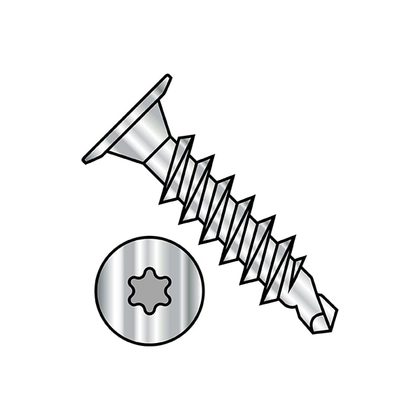 Zoro Select Self-Drilling Screw, #10-16 x 3/4 in, Plain 18-8 Stainless Steel Wafer Head Torx Drive, 2500 PK 1012KWTF188 - main