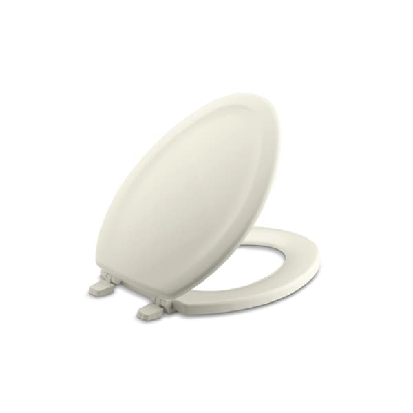 Kohler Stonewood Elongated Toilet Seat With Cover, Wood, Biscuit 4647-96 - main