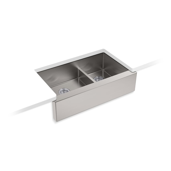 Kohler Strive(R) Self-Trimming(R) Smartdivide(R) 35-1/2" X 21-1/4" X 9-5/16" Under-Mount Large/Medium Double-Bowl Kitchen Sink With Tall Apron 5416-NA - main