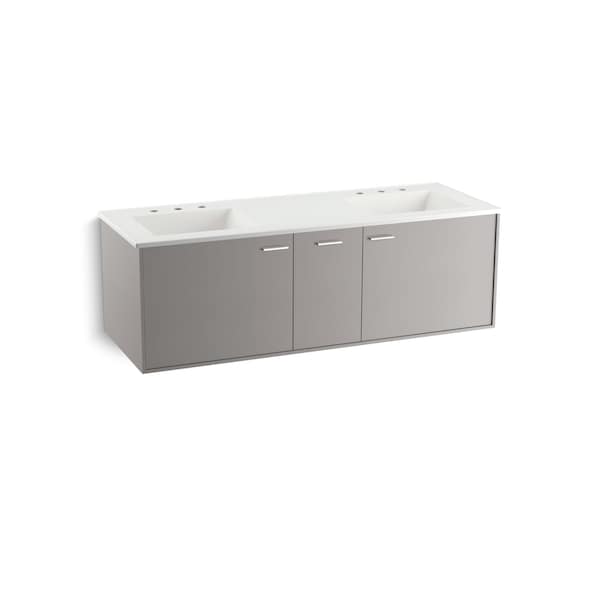 Kohler Jute 60" Wall-Hung Bathroom Vanity Ca, Wall Mounted, Mohair Gray, Mohair Grey, 35 in H, 60 in W 99548-1WT - main