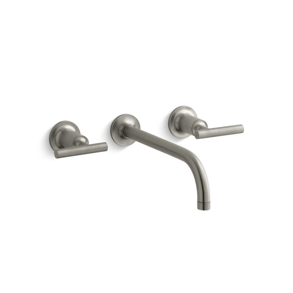 Kohler Purist Wall-Mount Bathroom Sink Fauce, 8 in Mount, Brushed Nickel 3 Hole T14414-4-BN - main