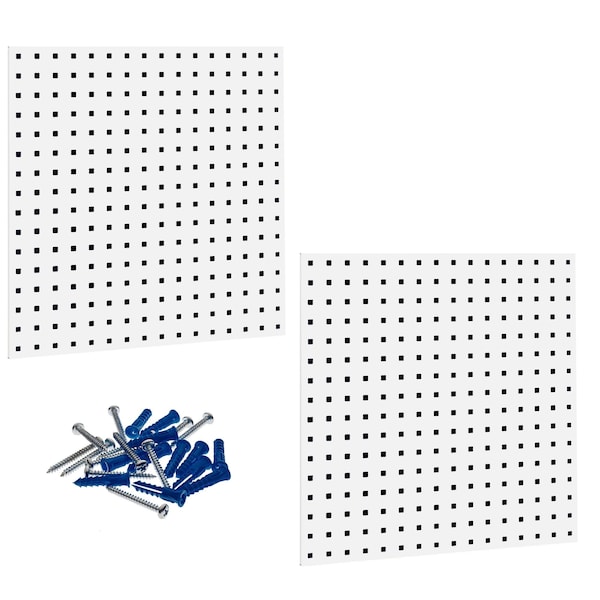 Triton Products (2) 24 In. W x 24 In. H White Epoxy 18-Gauge Steel Square Hole Pegboards Mounting Hardware, PK2 LB1-W - main