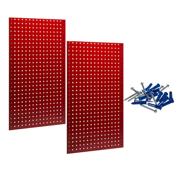 Triton Products (2) Square Hole Pegboards W/ Mounting Hardware, Epoxy 18-Gauge Steel, Red, 24" W x 42-1/2" H LB2-R - main