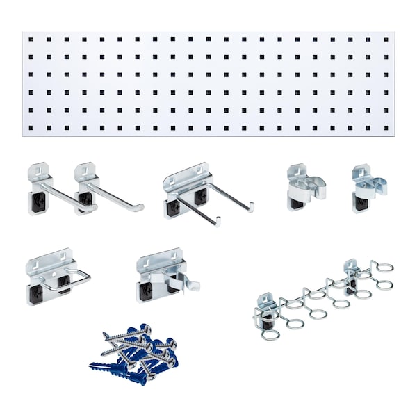 Triton Products White Tool Storage Kit with (1) 31.5 In. x 9 In. 18-Gauge Steel Square Hole Pegboard 8 pc. LocHook Assortment LBS31T-WHT - main
