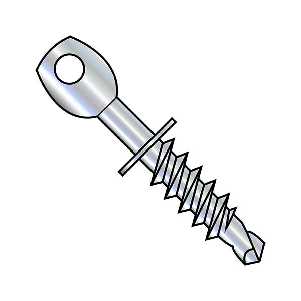 Zoro Select Self-Drilling Screw, 1/4" x 2 in, Zinc Plated Steel Acoustical Eye Head Phillips Drive, 1000 PK 1432LKAE - main