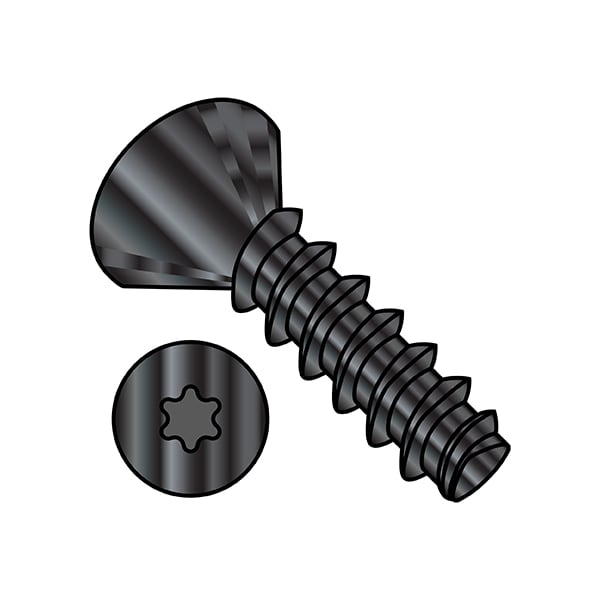 Zoro Select Thread Forming Screw, #10-14 x 3/4 in, Wax Steel Flat Head Torx Drive, 7000 PK 1012LTFB - main