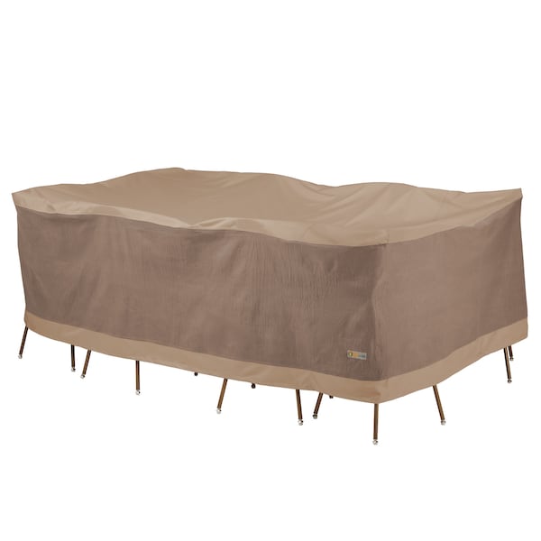 Duck Covers Elegant Swiss Coffee Patio Rectangle Table Set Cover, 127"x84"x32" LTO12784 - main