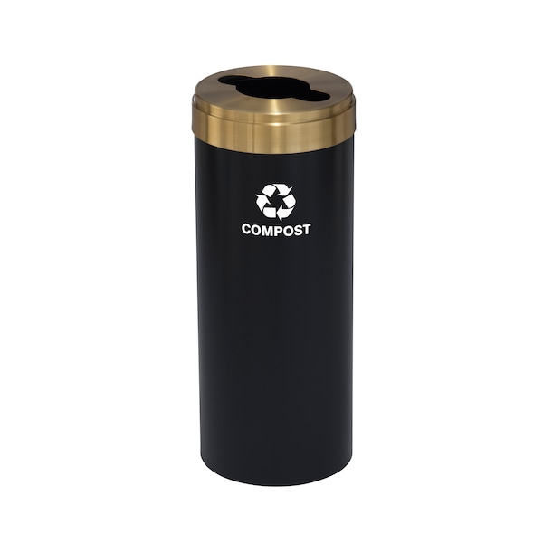 Glaro 12 gal Round Recycling Bin, Satin Black/Satin Brass M-1232BK-BE-M4 - main