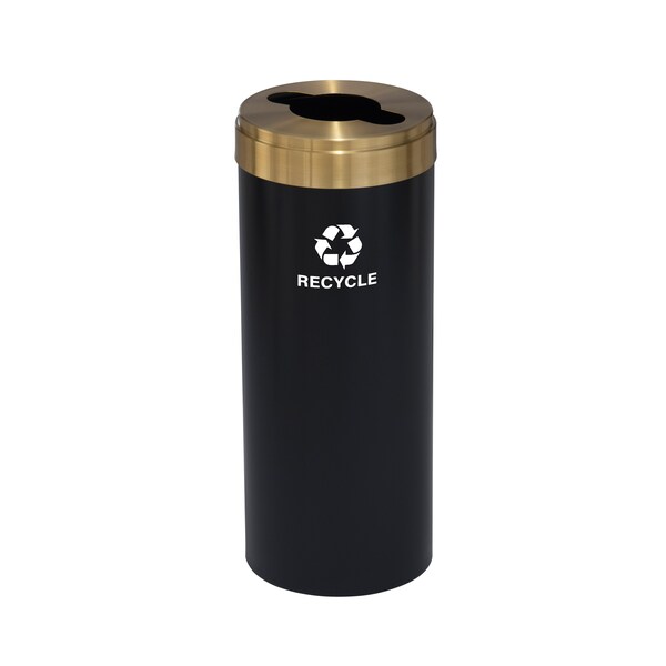 Glaro 12 gal Round Recycling Bin, Satin Black/Satin Brass M-1232BK-BE-M5 - main