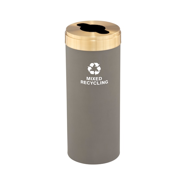 Glaro 12 gal Round Recycling Bin, Nickel/Satin Brass M-1232NK-BE-M3 - main