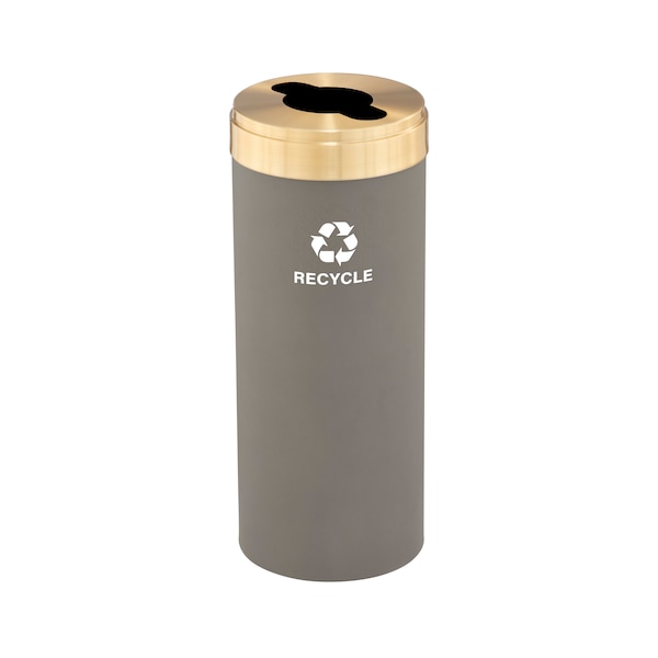 Glaro 12 gal Round Recycling Bin, Nickel/Satin Brass M-1232NK-BE-M5 - main