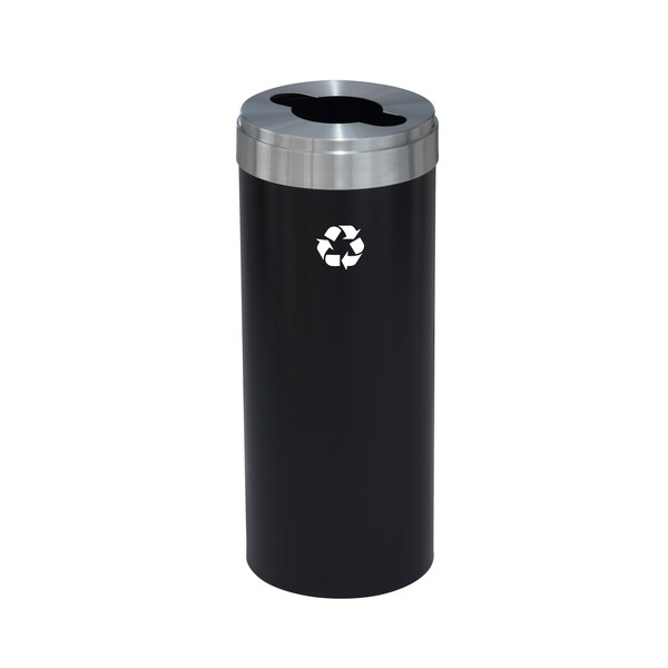 Glaro 15 gal Round Recycling Bin, Satin Black/Satin Aluminum M-1242BK-SA-M1 - main