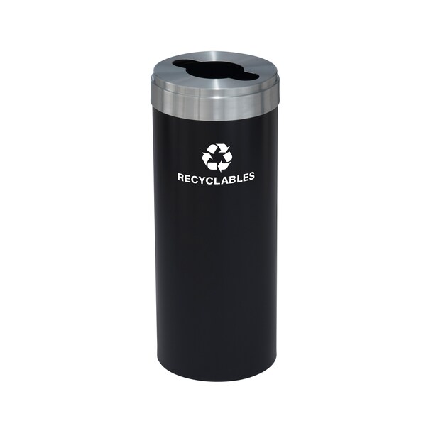 Glaro 15 gal Round Recycling Bin, Satin Black/Satin Aluminum M-1242BK-SA-M2 - main