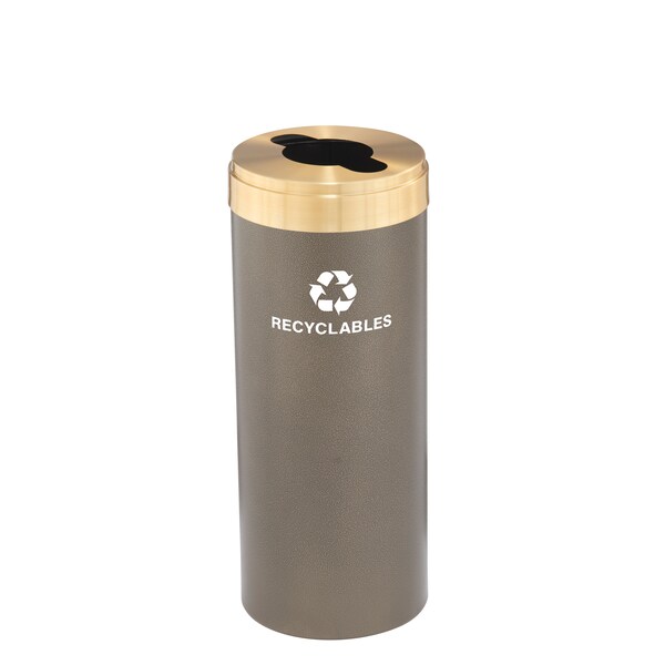 Glaro 15 gal Round Recycling Bin, Bronze Vein/Satin Brass M-1242BV-BE-M2 - main