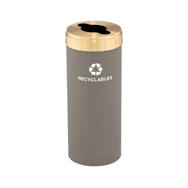 Glaro 15 gal Round Recycling Bin, Nickel/Satin Brass M-1242NK-BE-M2 - main