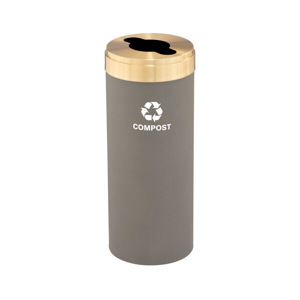 Glaro 15 gal Round Recycling Bin, Nickel/Satin Brass M-1242NK-BE-M4 - main